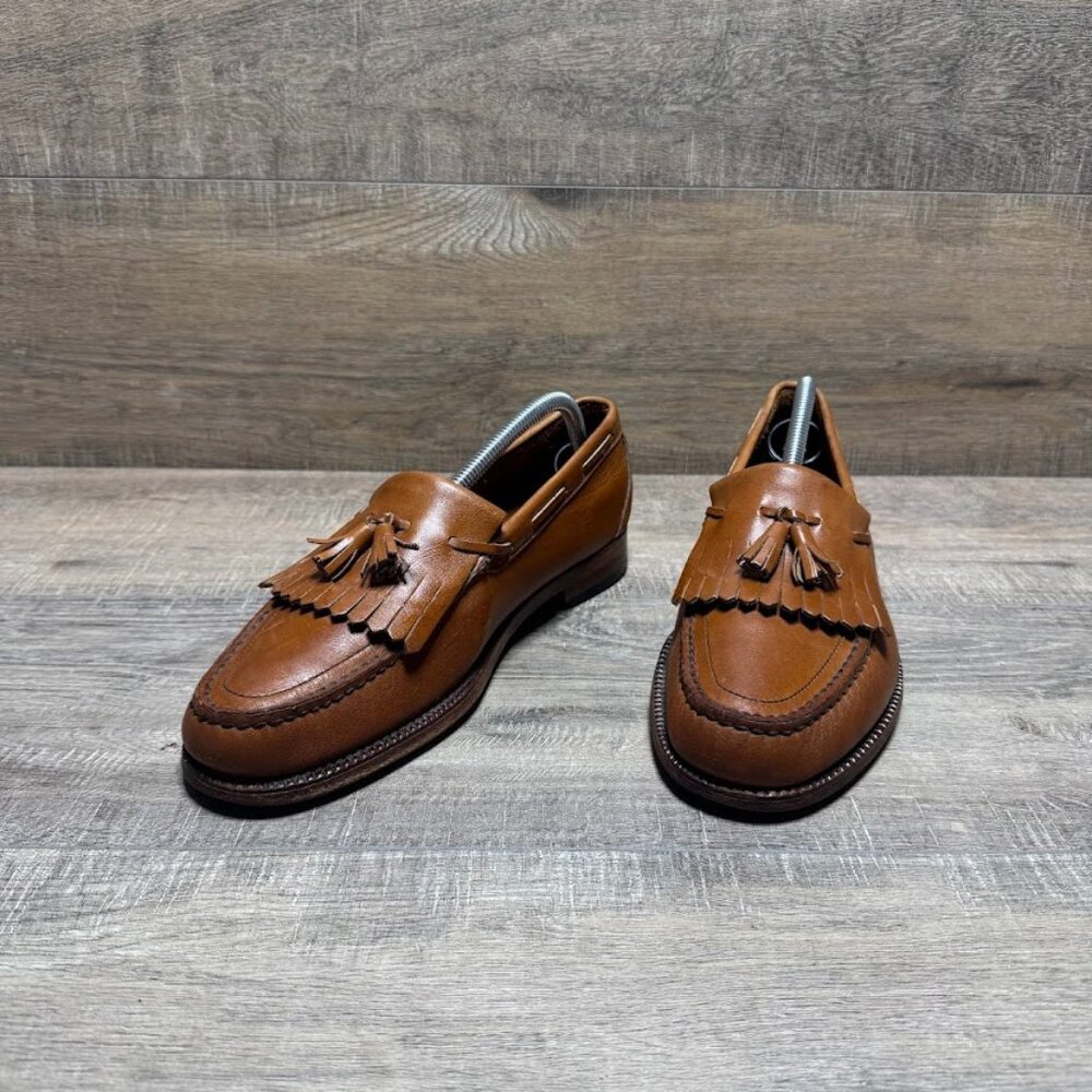 SAS Kiltie Tassel Handsewn Moc Toe Brown Leather Loafers Men's Size 10